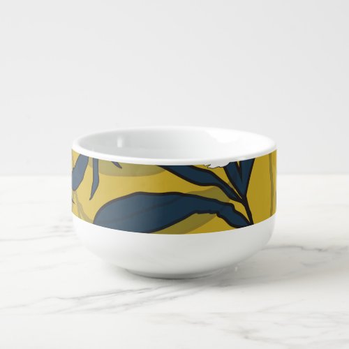 Blooming Flowers Yellow Vintage Seamless Soup Mug