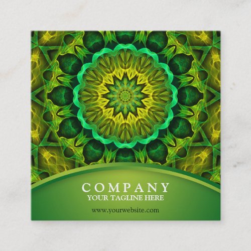 Blooming Forest Guardians Green Mandala Square Business Card