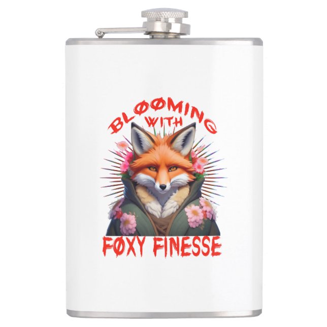 Blooming Fox Fashion Aesthetic Flask (Front)