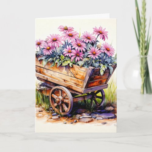 Blooming Freshly Picked Aster Flower Art Card