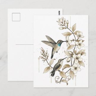 Blooming Garden Hummingbird Spring Greeting Postcard