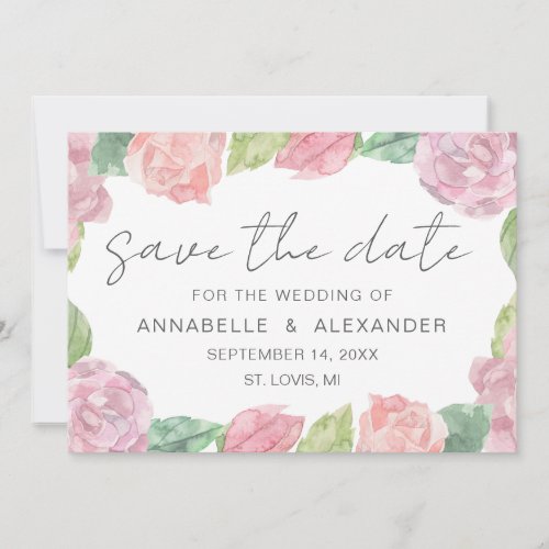 Blooming garden watercolor flower Floral wedding  Save The Date