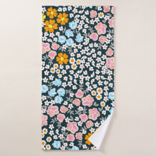 Blooming garden with roses and wildflowers. Vintag Bath Towel