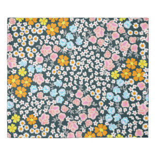 Blooming garden with roses and wildflowers. Vintag Duvet Cover