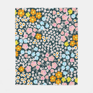 Blooming garden with roses and wildflowers. Vintag Fleece Blanket