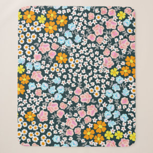 Blooming garden with roses and wildflowers. Vintag Sherpa Blanket