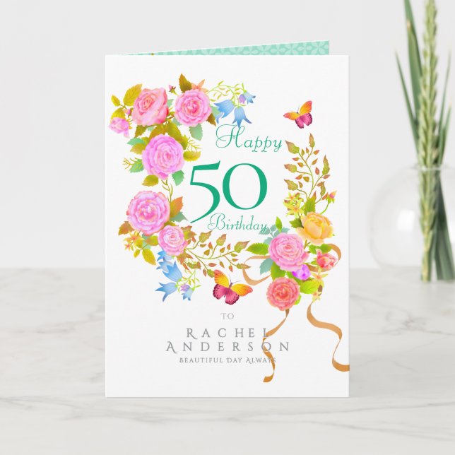 Blooming Garden Yearly Birthday Holiday Card (Front)