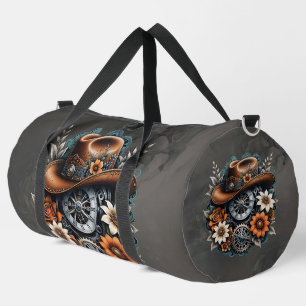 Blooming Gears: Steampunk cowboy style. Duffle Bag