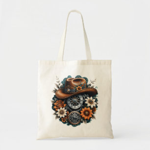 Blooming Gears: Steampunk cowboy style. Tote Bag
