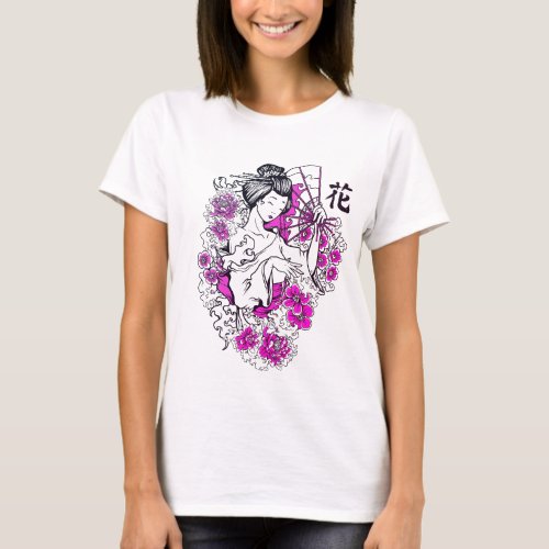Blooming Geisha Floral T_Shirt Art