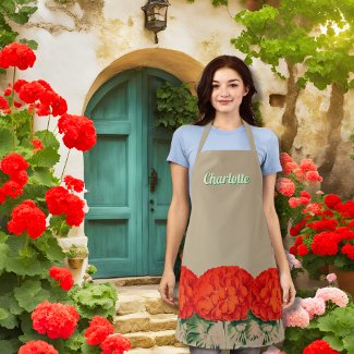Blooming Geraniums Personalized Apron