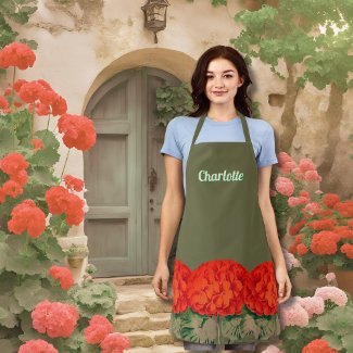 Blooming Geraniums Personalized Apron