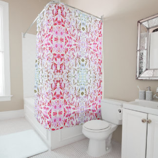 Blooming Gold Floral Branch On White Background Shower Curtain