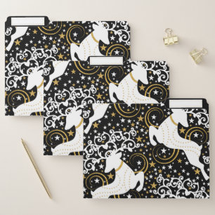 Blooming Golden Christmas Floral Deer File Folder