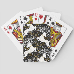 Blooming Golden Christmas Floral Deer Poker Cards
