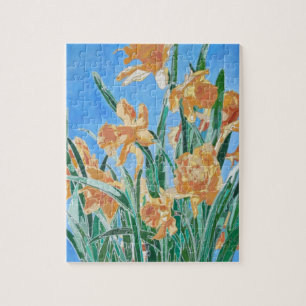 Blooming Golden Daffodils Bold Line Art Jigsaw Puzzle