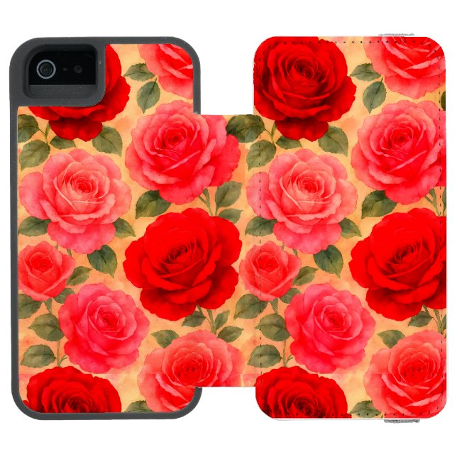 Blooming Grace – Watercolor Rose Harmony Incipio iPhone Wallet Case (Folio Open)