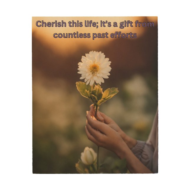 Blooming Gratitude: Wooden Wall Art (Front)