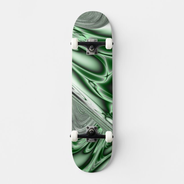 Blooming Green Fractal Skateboard Deck (Front)