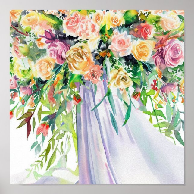  Blooming Harmony, Bridal Cascading Bouquet 1, Poster (Front)