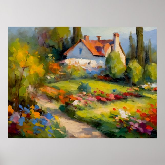 Blooming Haven: House and Garden Delight Poster (Front)