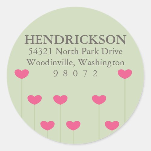 Blooming Heart Round Address Label