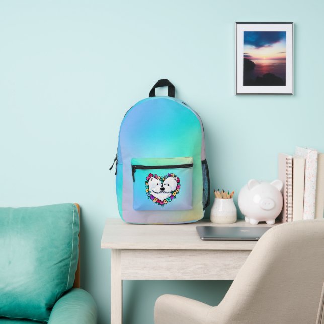 Blooming Heart Westies KiniArt Printed Backpack (Insitu)