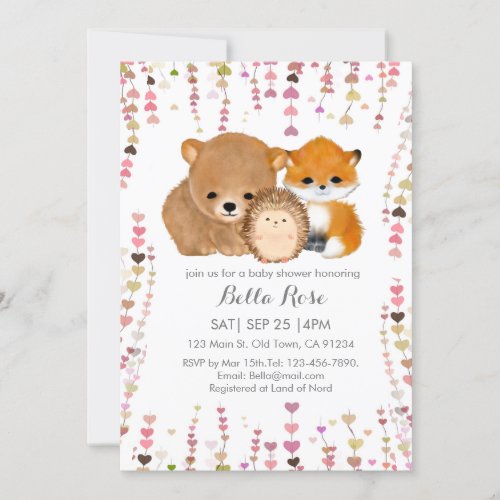 Blooming Heart Woodland Baby Shower Invitation