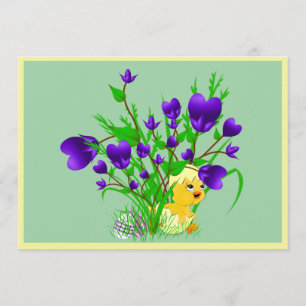 Blooming Hearts Easter Chick Invitation