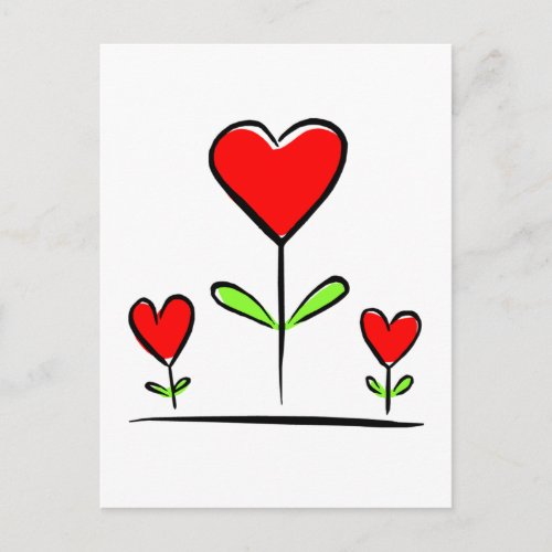 Blooming Hearts Flowers Love Heart Postcard