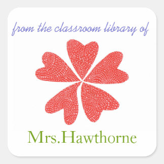 Blooming hearts personalized teacher bookplate