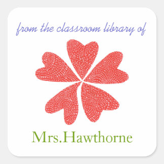 Blooming hearts personalized teacher bookplate