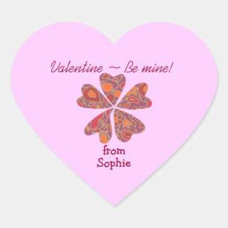 Blooming hearts personalized valentine sticker
