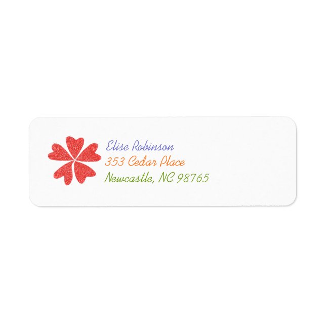 Blooming hearts return address label (Front)