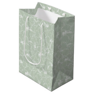 Blooming Hibiscus Flowers on Sage Medium Gift Bag
