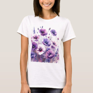 Blooming Hibiscus Purple Floral T-Shirt