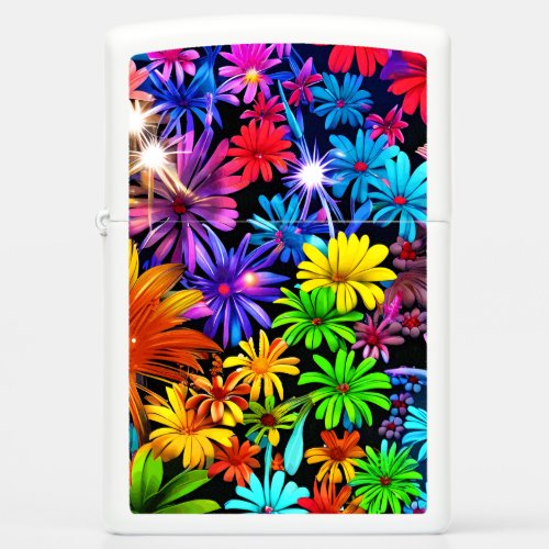 Blooming in Contrast A bunch of colorful flowers Zippo Lighter