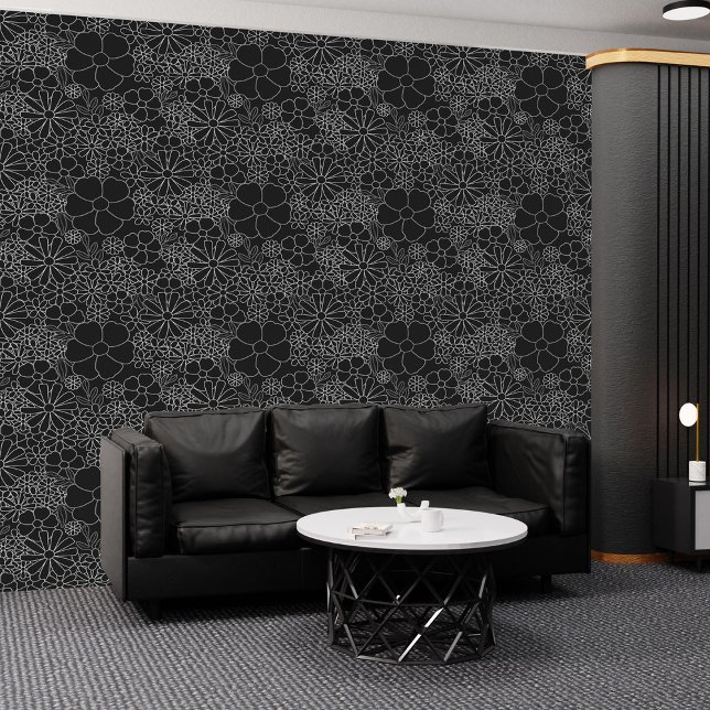 Blooming in Darkness: Chic Black & White Sunflower Wallpaper (Blooming in Darkness: Chic Black & White Sunflower Wallpaper)