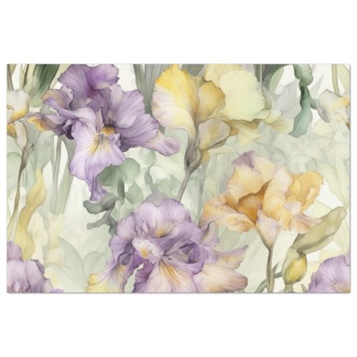 BLOOMING IRIS FLORAL DECOUPAGE TISSUE PAPER
