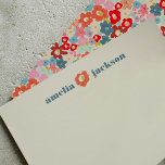 Blooming Joy Bold Bright Floral Personalized Note Card<br><div class="desc">This vibrant and playful note card set features a burst of color! Chic and fun fonts on the front paired with a cheerful floral garden on the back. Pair with the Blooming Joy wedding invitation collection for spring and summer weddings. Perfect for gifts to your wedding party, favors, friends, and...</div>