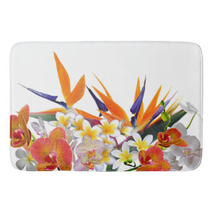 Blooming Joy-Tropical Flowers Bathroom Mat
