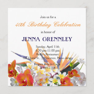 Blooming Joy-Tropical Flowers Birthday Party Invitation