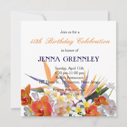 Blooming Joy_Tropical Flowers Birthday Party Invitation