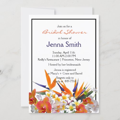 Blooming Joy_Tropical Flowers Bridal Shower Invitation