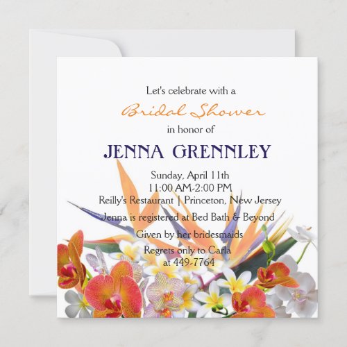 Blooming Joy_Tropical Flowers Bridal Shower Invitation