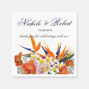Blooming Joy-Tropical Flowers Wedding Custom Paper Napkins
