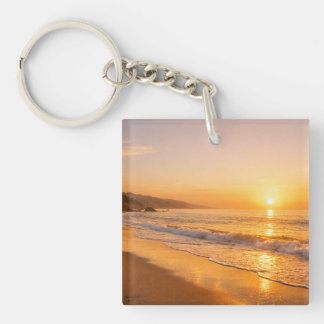 Blooming Lavender Field at Golden Sunset Provence Keychain
