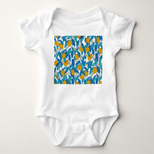 Blooming Lemon: Watercolor Floral Design. Baby Bodysuit