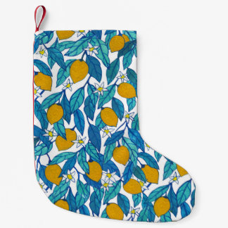 Blooming Lemon: Watercolor Floral Design. Small Christmas Stocking