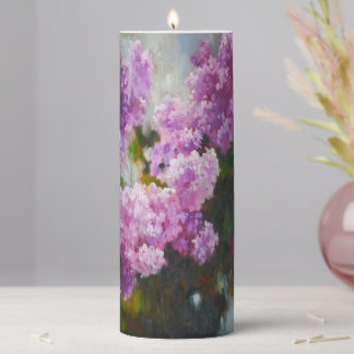Blooming Lilac – Impressionist Spring Flowers Pillar Candle